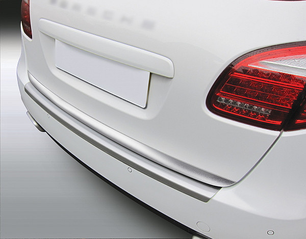 Rear Bumper Protector compatible with Porsche Cayenne 05.2010-10.2014  Rearguard, Tailored Fit Bumper Guard, ABS Plastic- Special Colour Brushed Aluminum Look