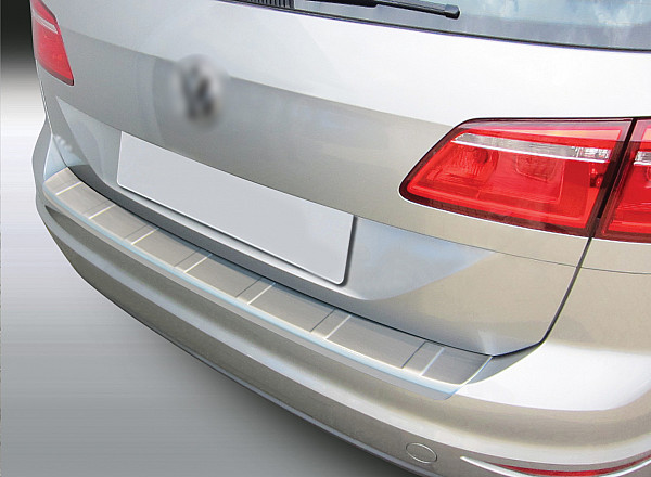 Zaščitna letvica zadnjega odbijača kompatibilna za Volkswagen Golf VII Sportsvan 03.2014-07.2020 7, rebrasti dizajn zaščita nakladalnega roba z globokim zaščitnim robom, ABS plastika- posebna barva videz brušen aluminij