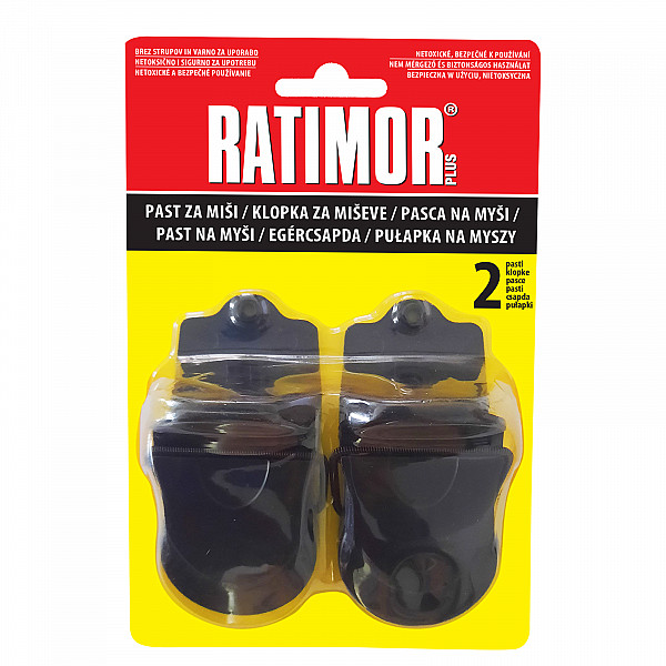 Mausefalle RATIMOR Plus – Mechanische Falle mit Köderschale | 2 Stück | Ohne Gift, Wiederverwendbar & Effektiv
