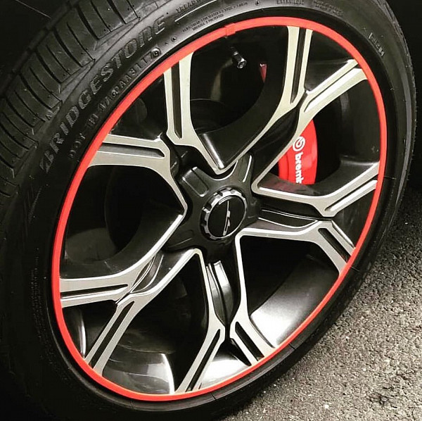Rimsavers Rot universal FELGENSCHUTZ & STYLING- mit L Profil für Alu Felgen bis 24 Zoll- Felgenschutzring Alu Felgen Ringe Felgenrandaufkleber Felgenstyling Felgenhornschutz ROT