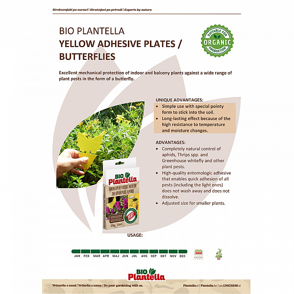 Schmetterling Leimringe Bio PLANTELLA 30 Stück Gelbsticker in Form eines Schmetterlings zum Schutz der Balkonpflanzen & Zimmerpflanzen Gelbtafeln Klebrige Insektenfallen gegen kleine Schädlinge wie Trauermücken