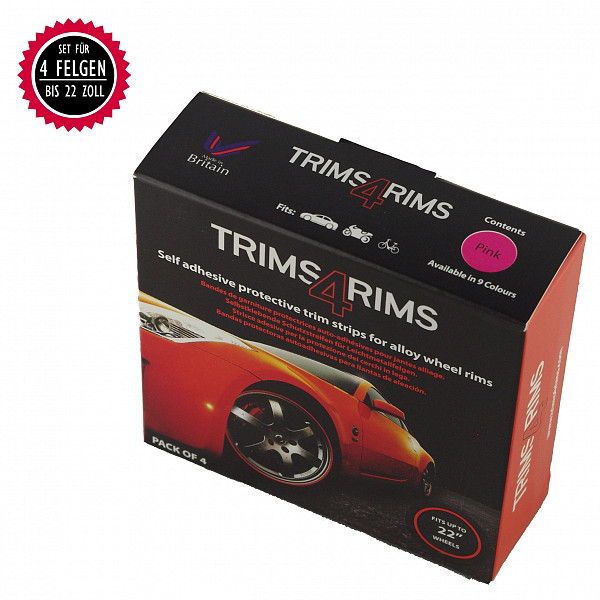 Trims4Rims Wheel Rings, Rim Edge Stickers, Wheel Protection, Styling, Rim Protection Rings, Universal Up to 22 Inches - Pink