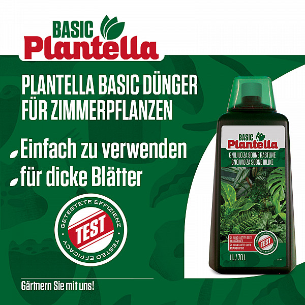 Indoor Plant Fertilizer PLANTELLA Basic 1L – Liquid Fertilizer for Strong Leaves, Abundant Blooms & Healthy Roots – Easy to Use, Suitable for All Houseplants