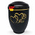 Handcrafted Matte Black Metal Urn with Gold Double Heart & Rose Engraving – 4.5L Memorial Urn for Adult Ashes with Ash Capsule Insert – Symbol of Love, Devotion & Remembrance
